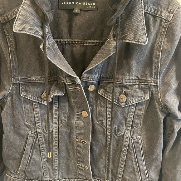 Veronica Beard Charcoal Jean Jacket with Hood - Picture 2 of 6